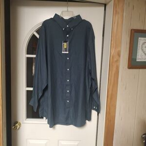 New Round Tree & Yorke Blue Checked Long Sleeve Button Down Shirt Men's 4X Tall